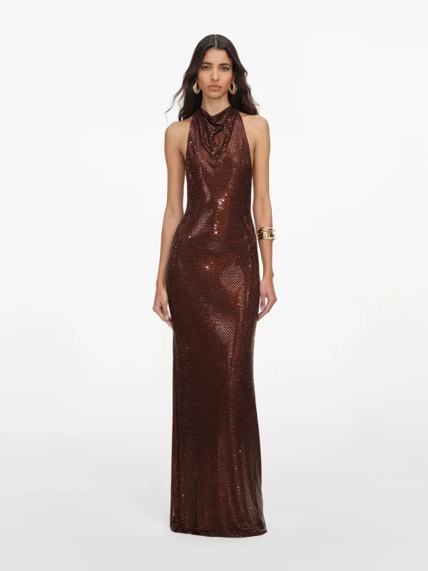 RHINESTONE RACER BACK MAXI DRESS made by Self-Portrait