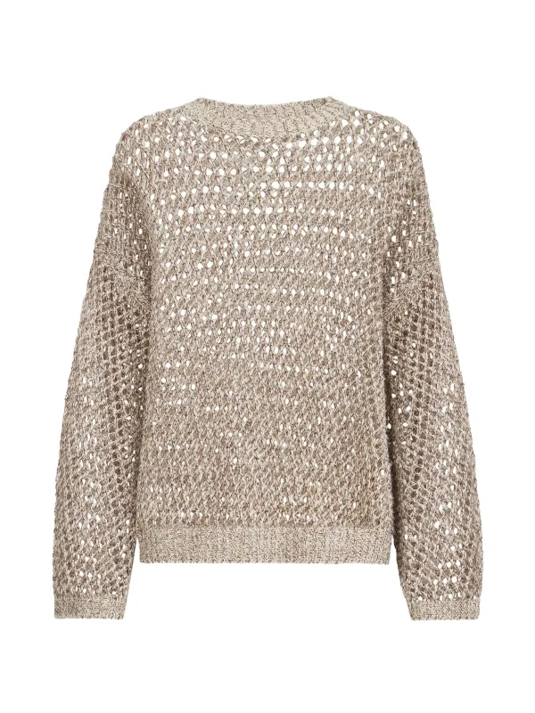 DAZZLING CHINé NET SWEATER IN SILK AND LINEN made by Brunello Cucinelli