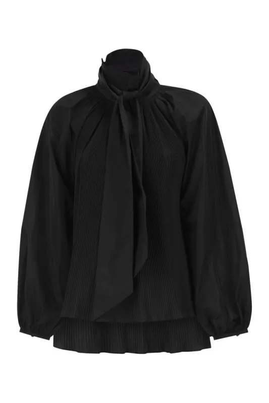 MXEVALLE - PLEATED BLOUSE WITH NECK BOW made by MaxMara