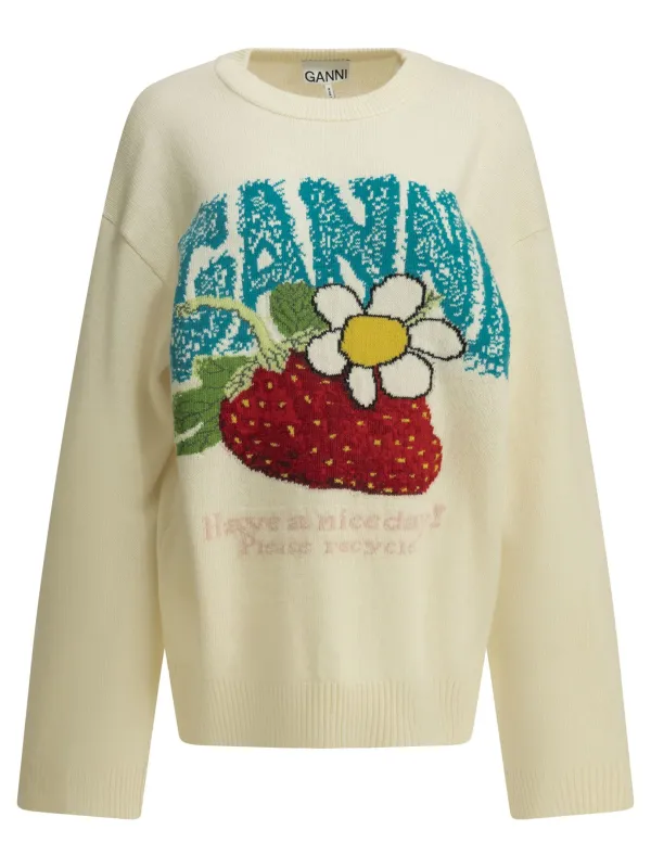 "STRAWBERRY" CREW-NECK SWEATER made by Ganni