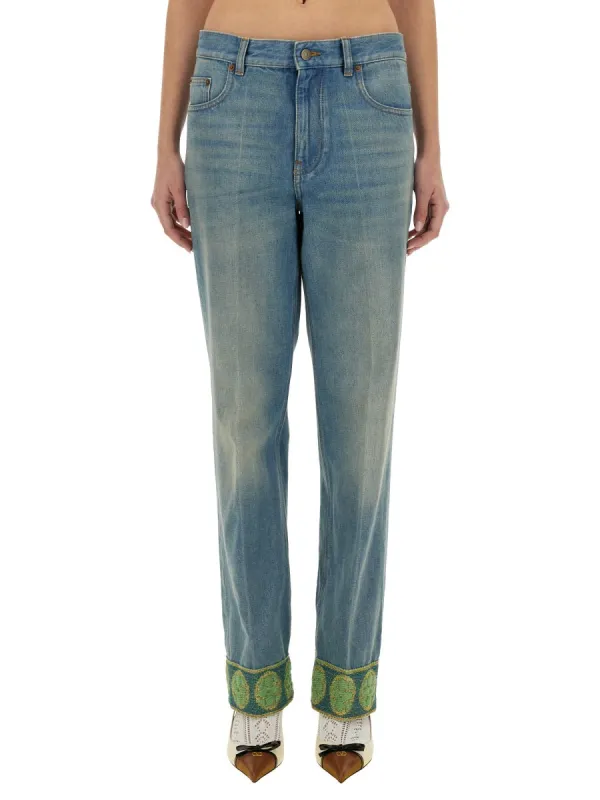 Denim Pants with Jacquard Edges made by Valentino