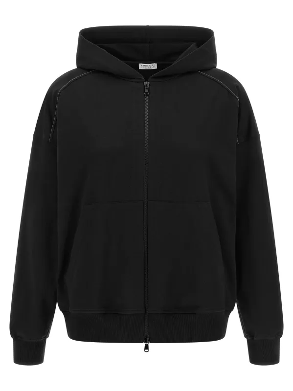 'Shiny Trims' hoodie made by Brunello Cucinelli