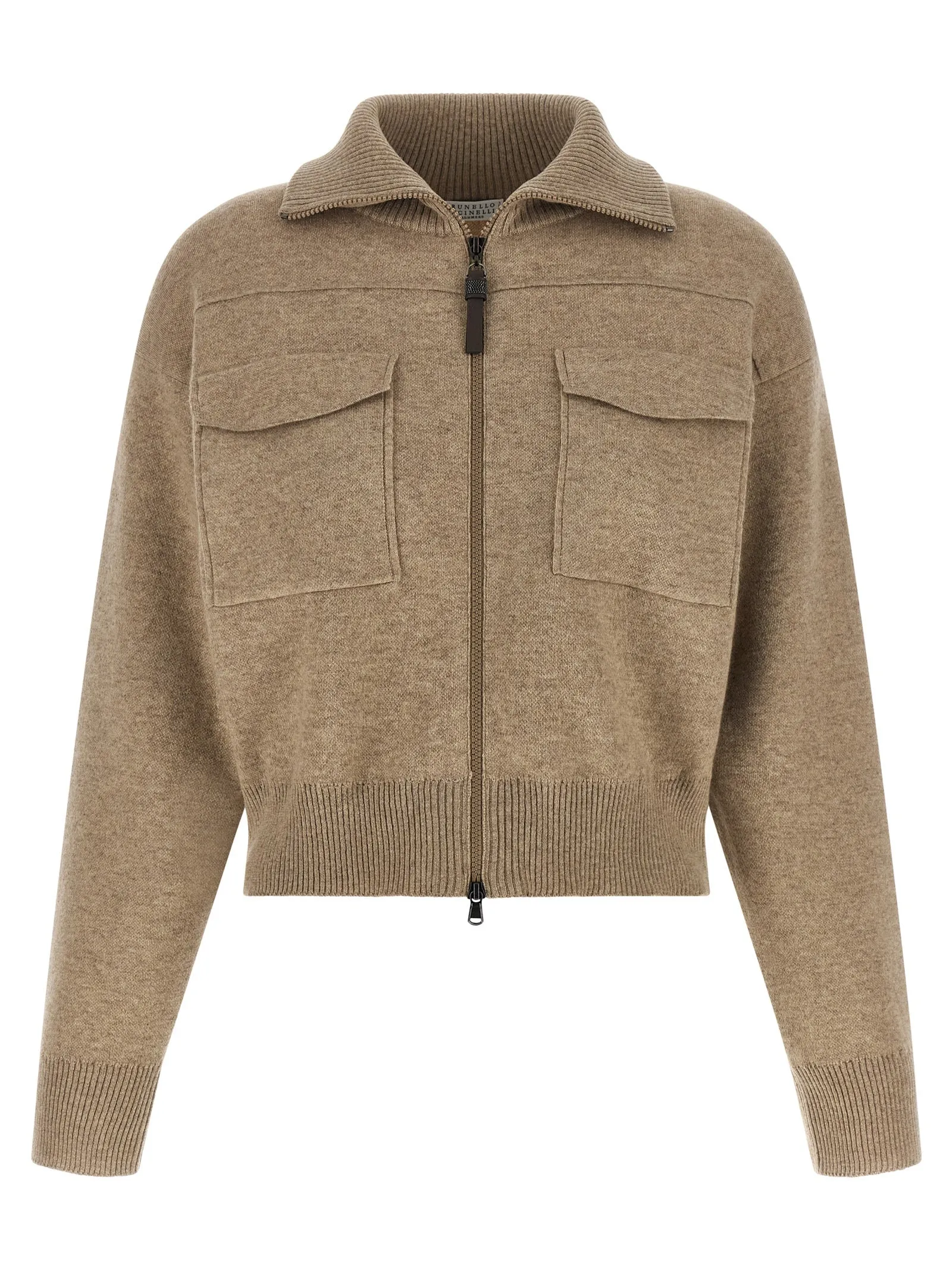 'Shiny Zipper Pull' Wool cardigan sold by Lord & Taylor