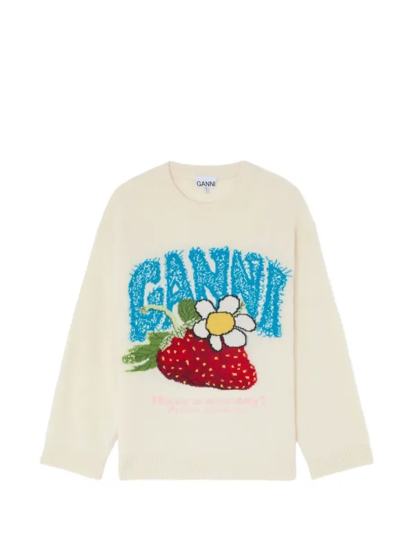EGRET WOOL RECYCLED WOOL RECYCLED POLYAMIDE SWEATER made by Ganni