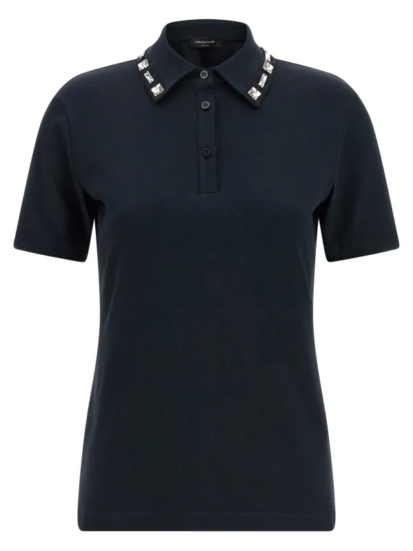 Crystal collar polo shirt made by Fabiana Filippi