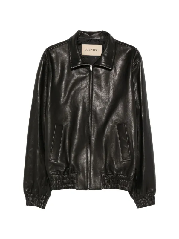 BLACK CALF LEATHER JACKET made by Valentino Garavani