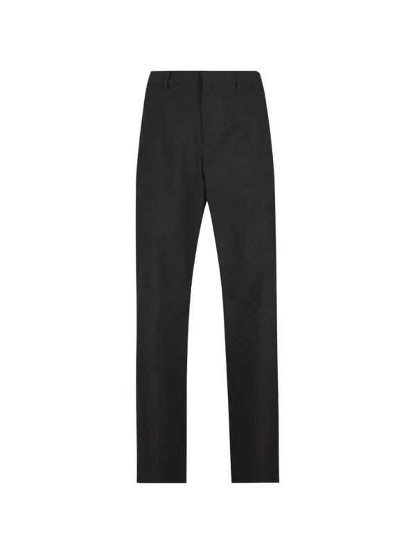 BLACK POLYESTER WOOL TROUSERS made by Gucci
