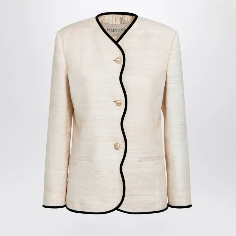 MILKHONEY COLOURED SILK AND LINEN JACKET made by Valentino Garavani