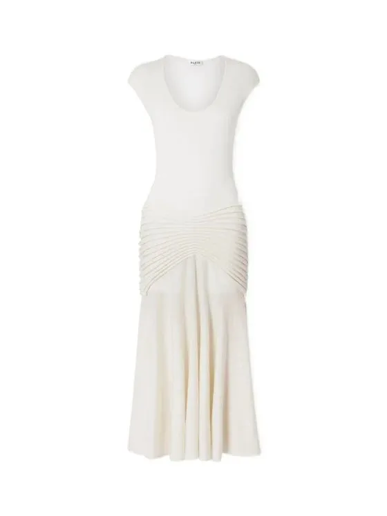 Alaia Midi Dress, Beige with Ruffled Hem sold by Lord & Taylor product image thumbnail 5