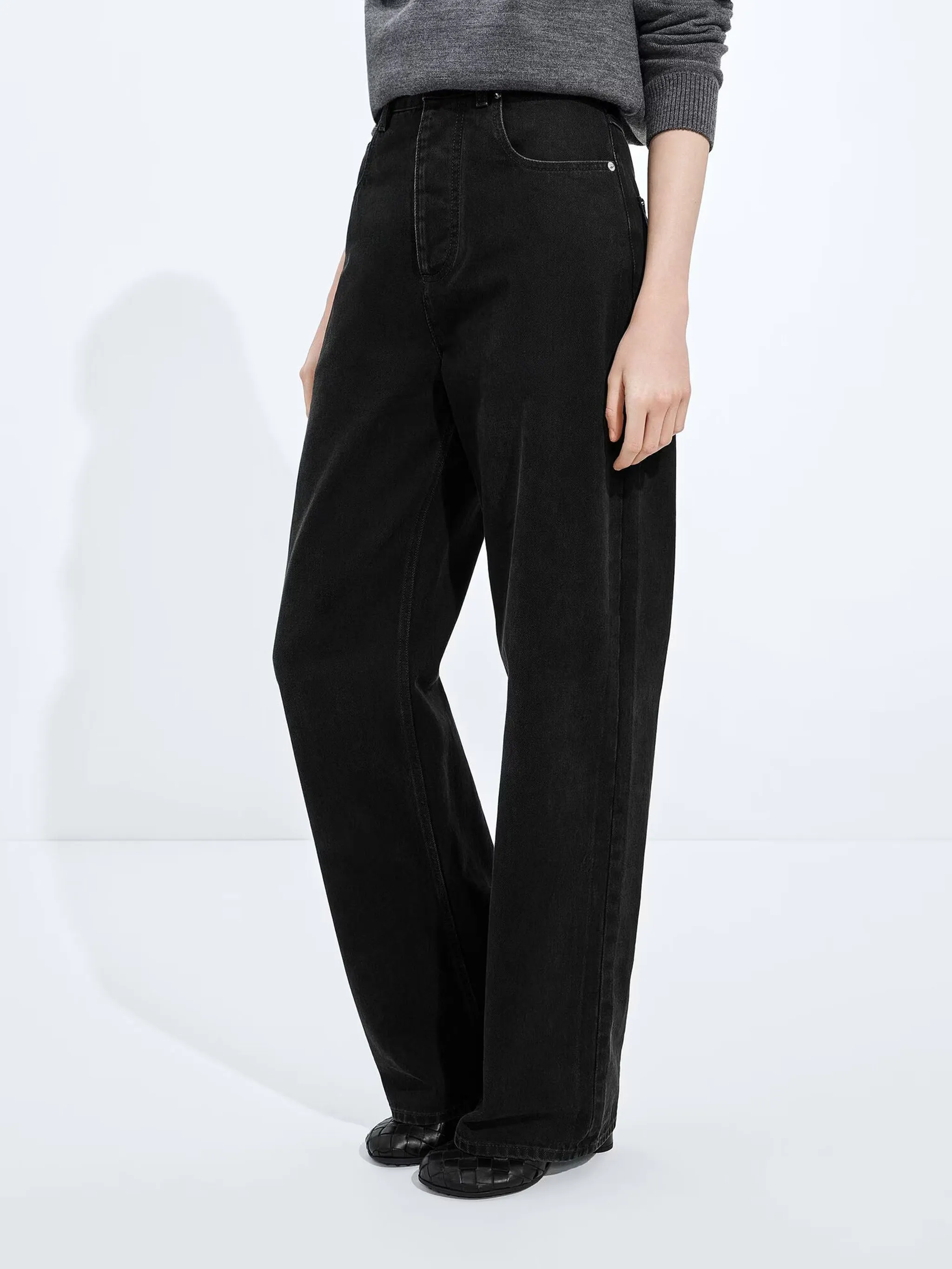 FADED BLACK WIDE LEG JEANS sold by Lord & Taylor product image thumbnail 2