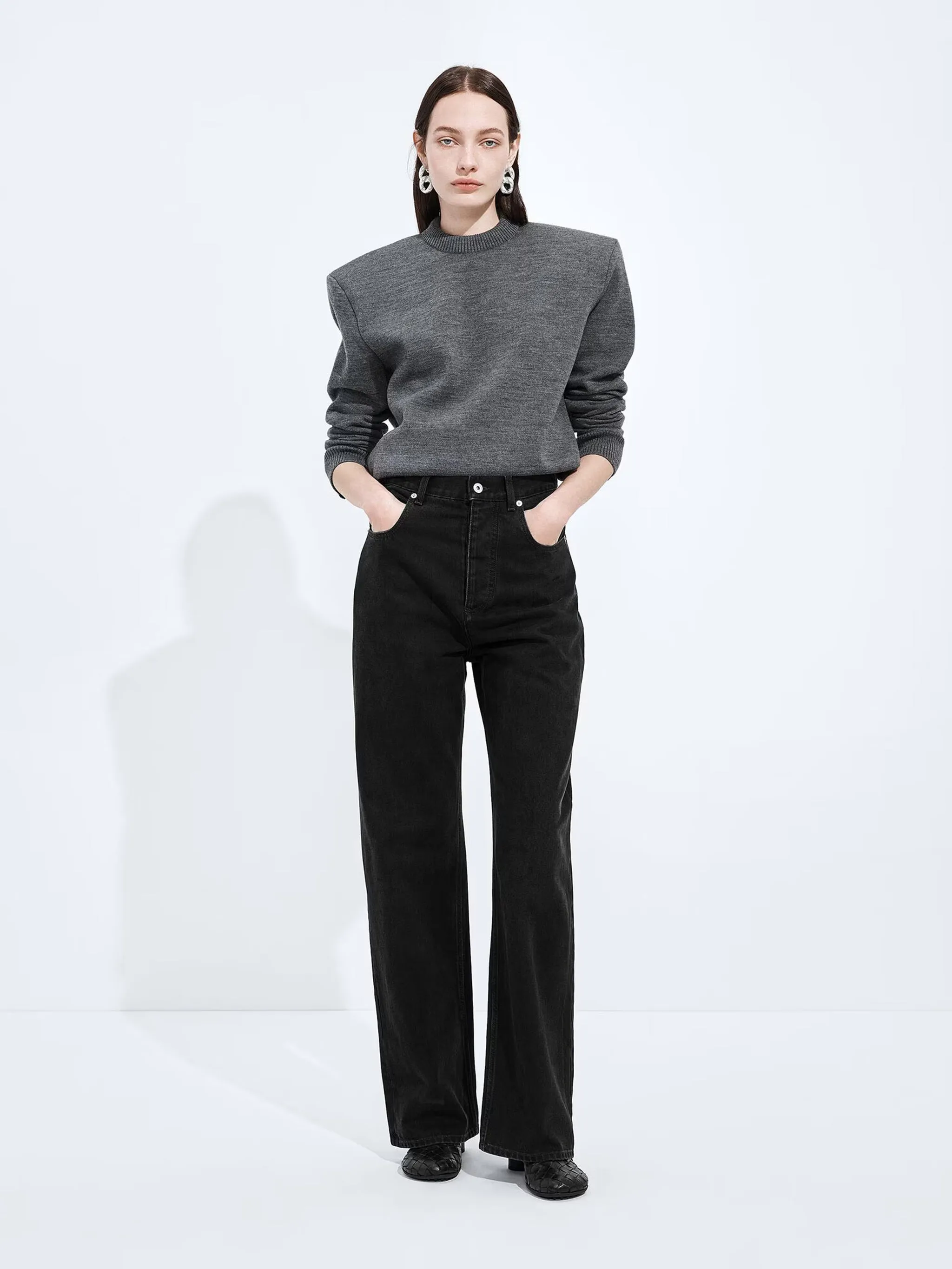 FADED BLACK WIDE LEG JEANS sold by Lord & Taylor