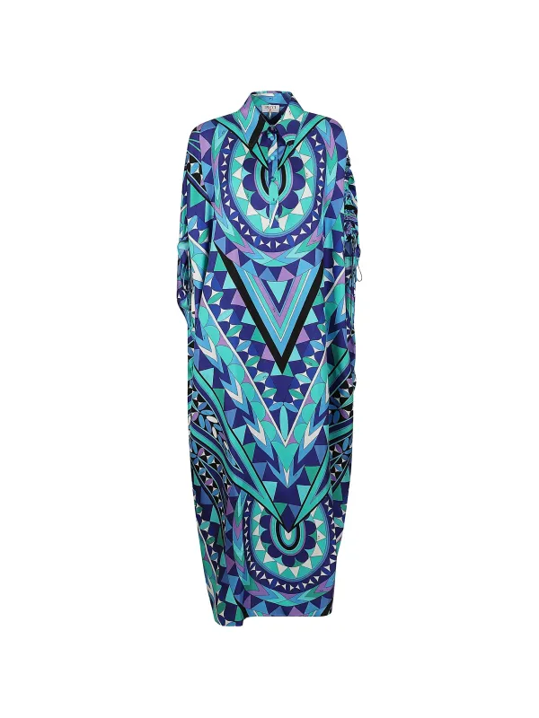 SILK KAFTAN WITH DRAPED SLEEVES IN MANUBA PRINT made by Emilio Pucci