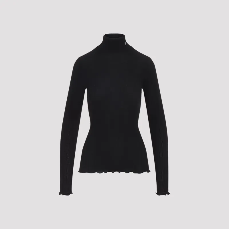 Prada Ribbed Knit Turtleneck Top made by Prada