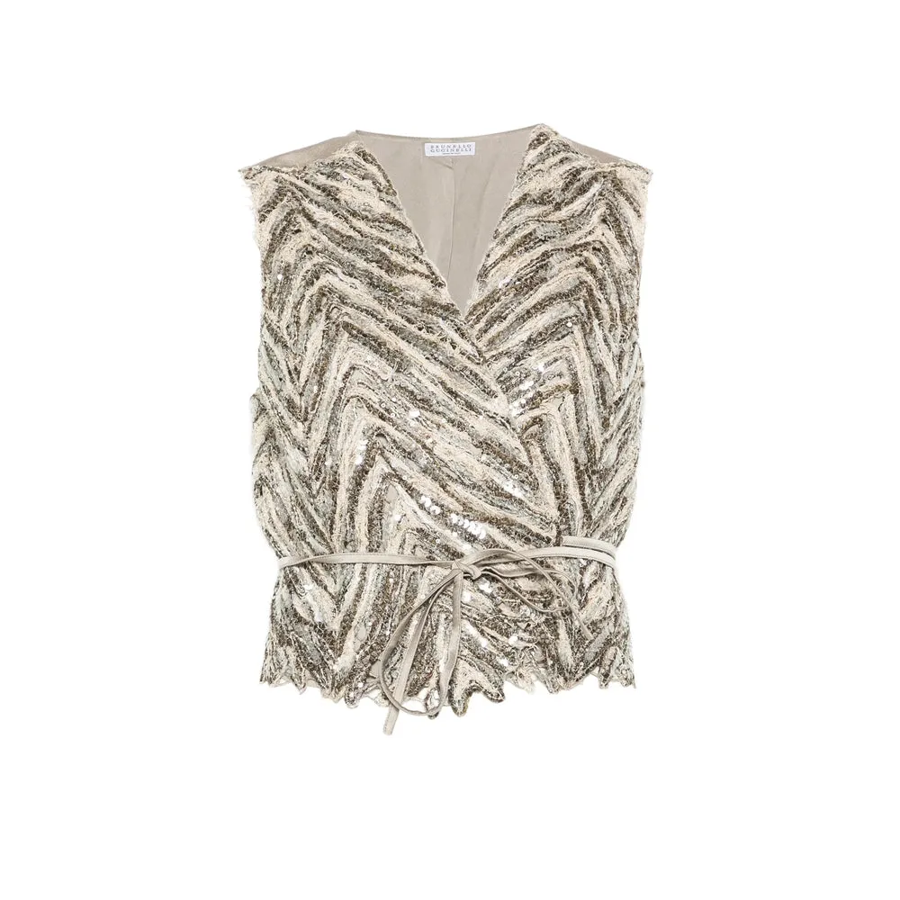 Chevron Pattern Sequin Waistcoat sold by Lord & Taylor