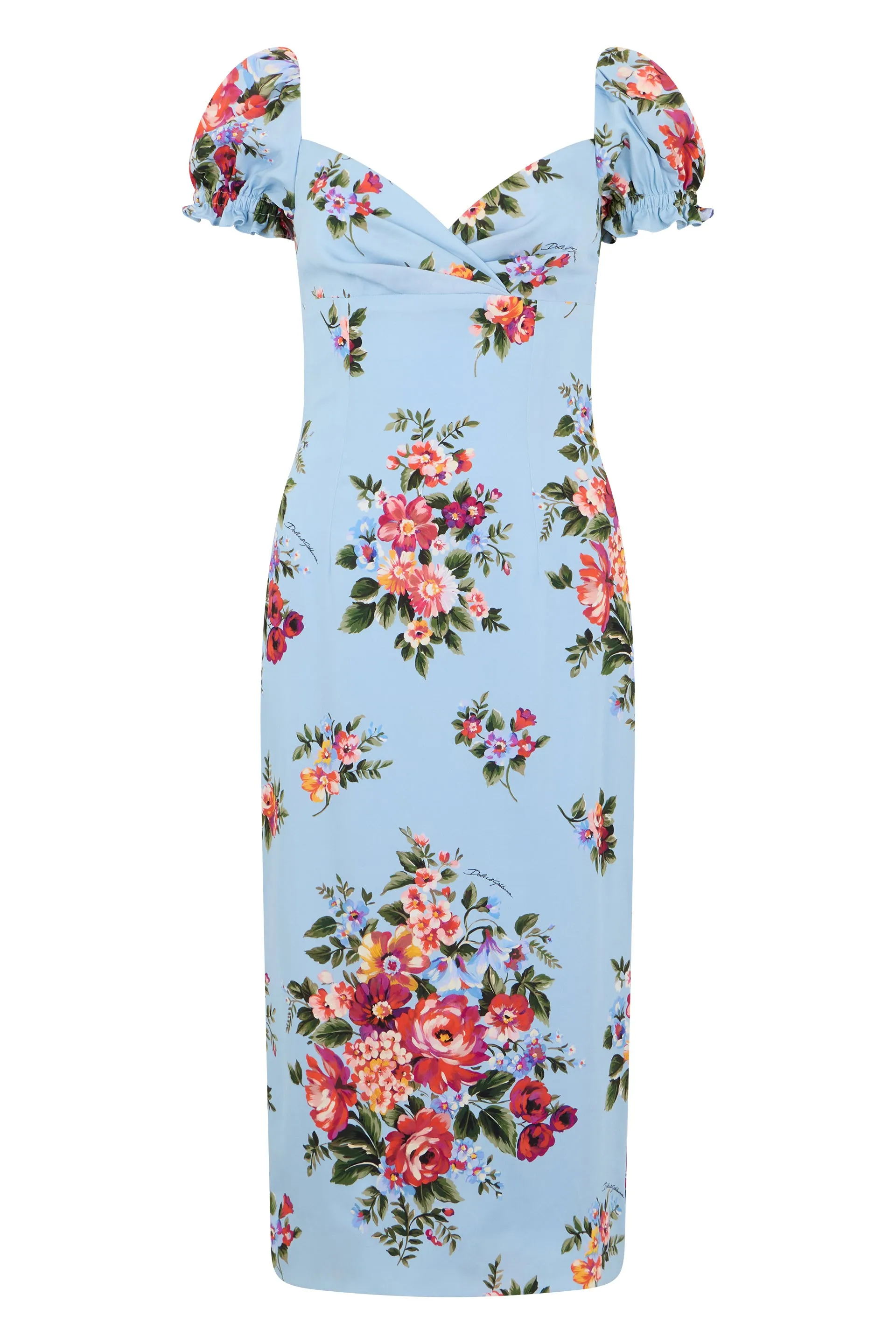 Midi Silk Dress Light Blue Floral sold by Lord & Taylor