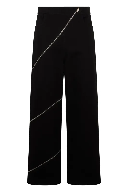 Wide-Leg Trousers with Zip Detail — Black made by Alaia