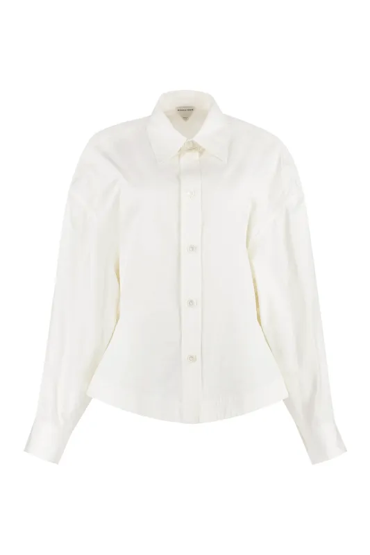 Shirt Long-Sleeve Cotton Chalk made by Bottega Veneta