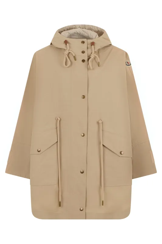 Coat Hooded Cotton-Blend Beige made by Moncler