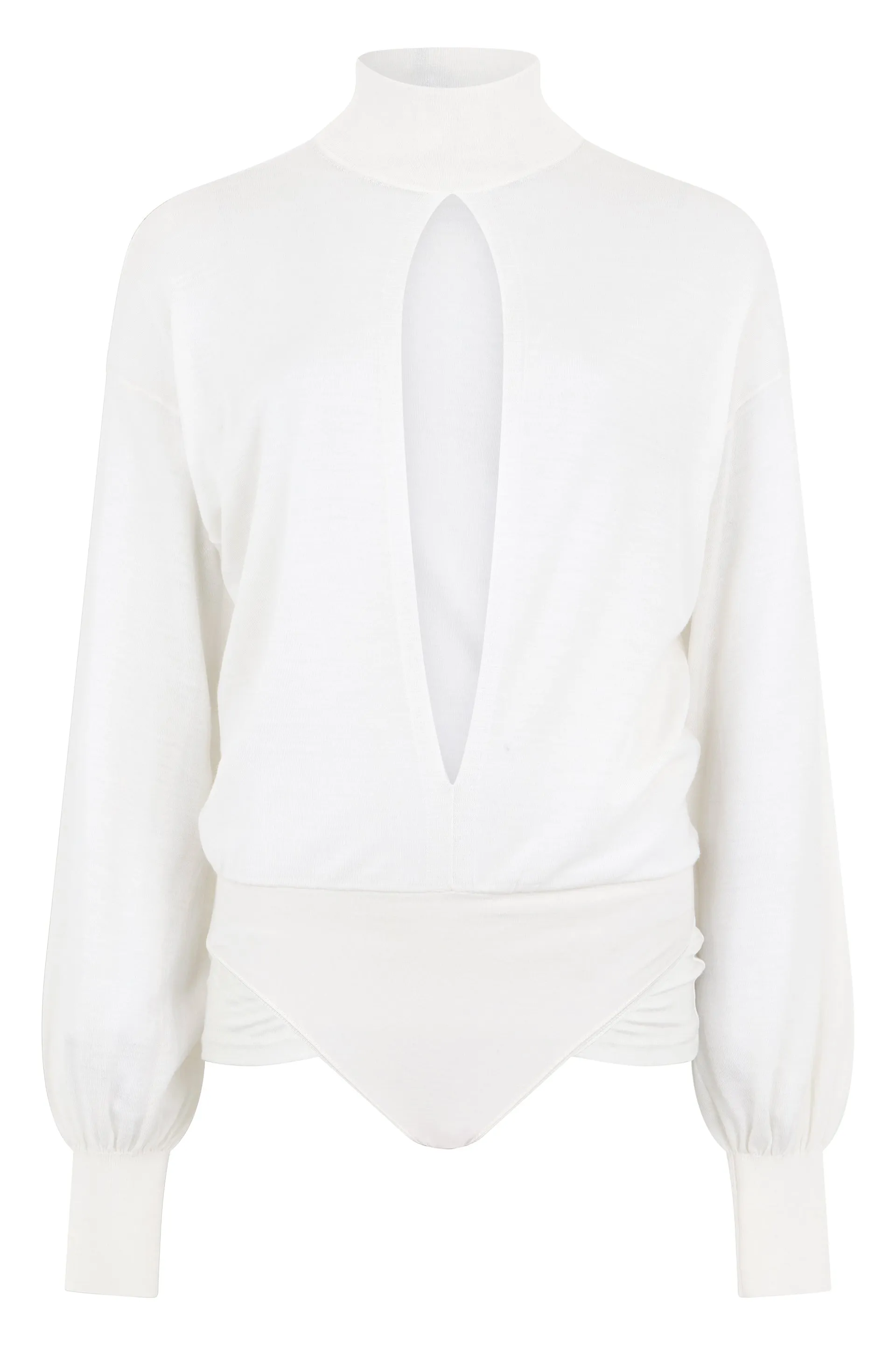 Bodysuit Long-Sleeve Mesh White sold by Lord & Taylor