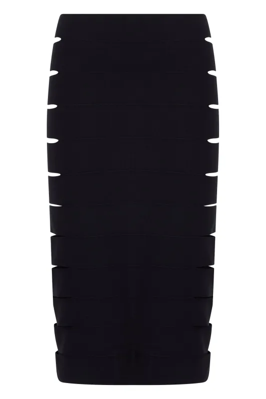 Skirt, Midi with Cut-Outs, Black made by Alaia