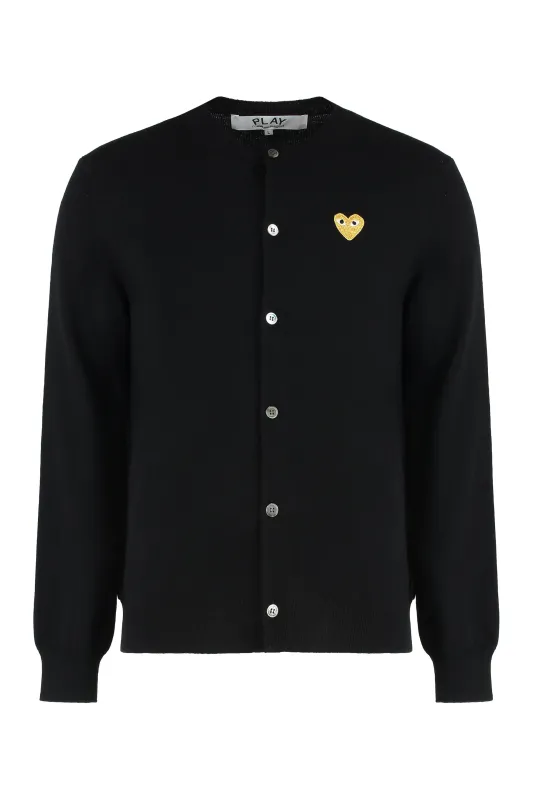 Wool Cardigan with Logo Detail made by Comme des Garcons PLAY