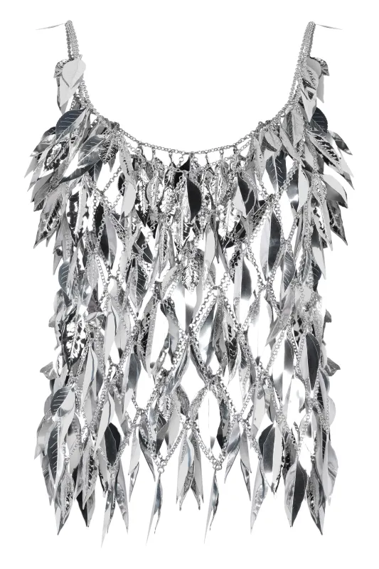 Chainmail Top in Silver made by Rabanne