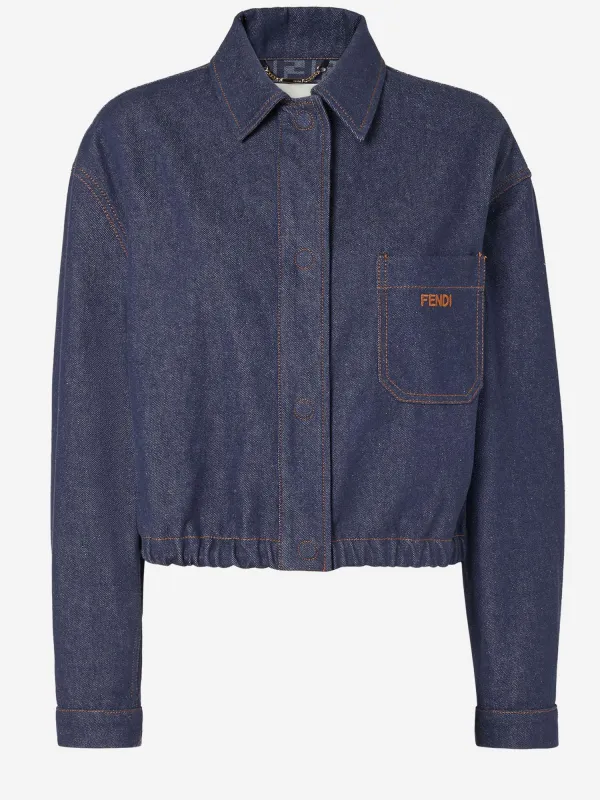 Denim Jacket with Logo made by Fendi