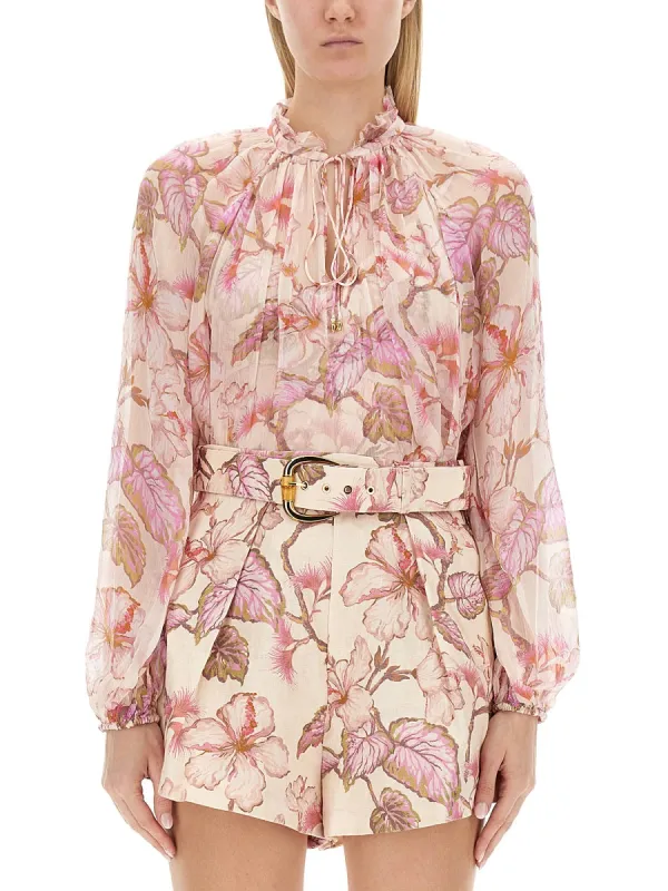 Shirt Floral Print Pink made by Zimmermann