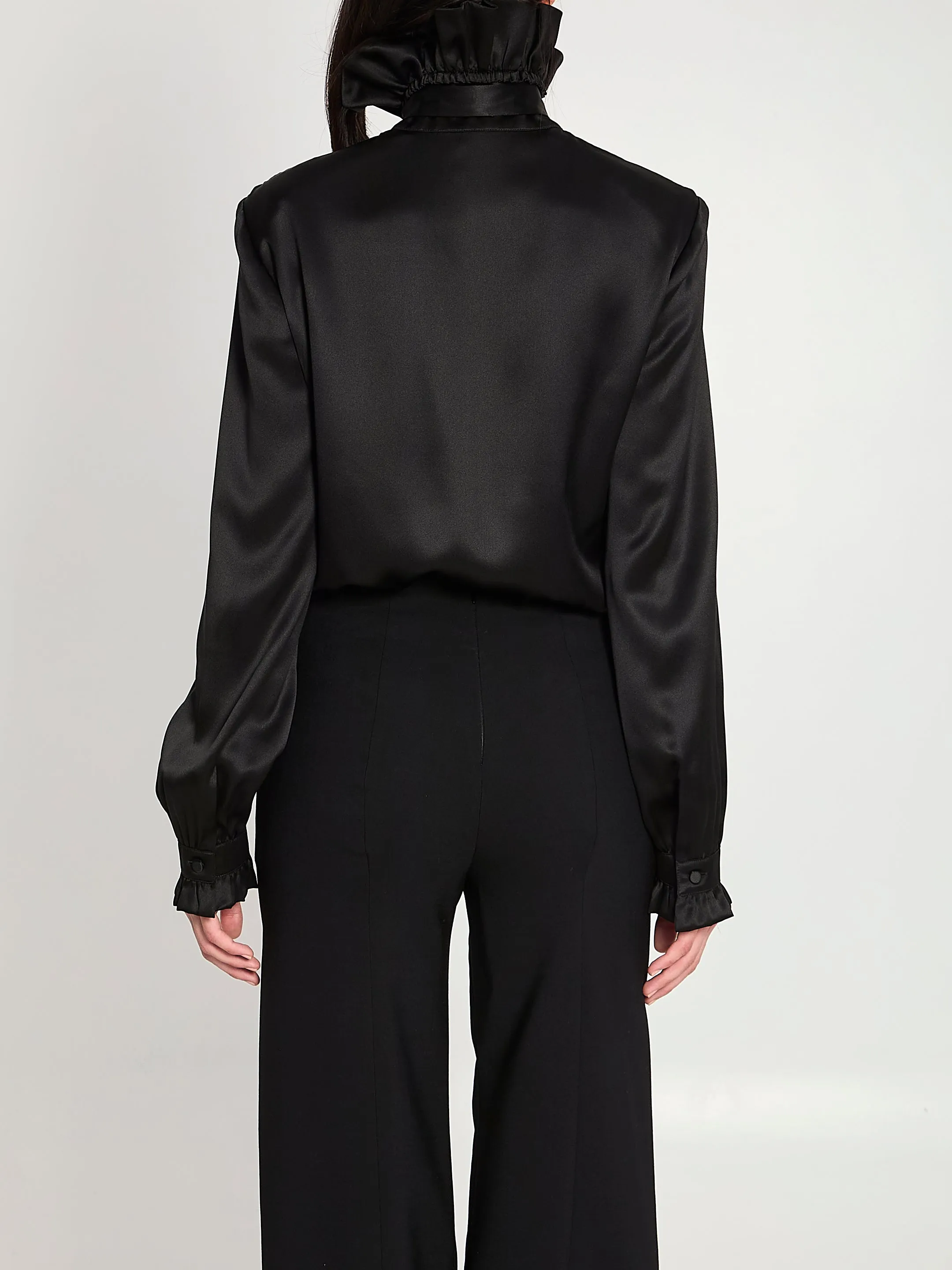 Silk satin shirt with bow sold by Lord & Taylor product image thumbnail 4