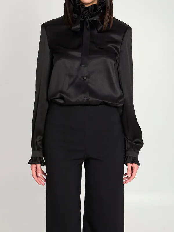 Silk satin shirt with bow made by Gucci