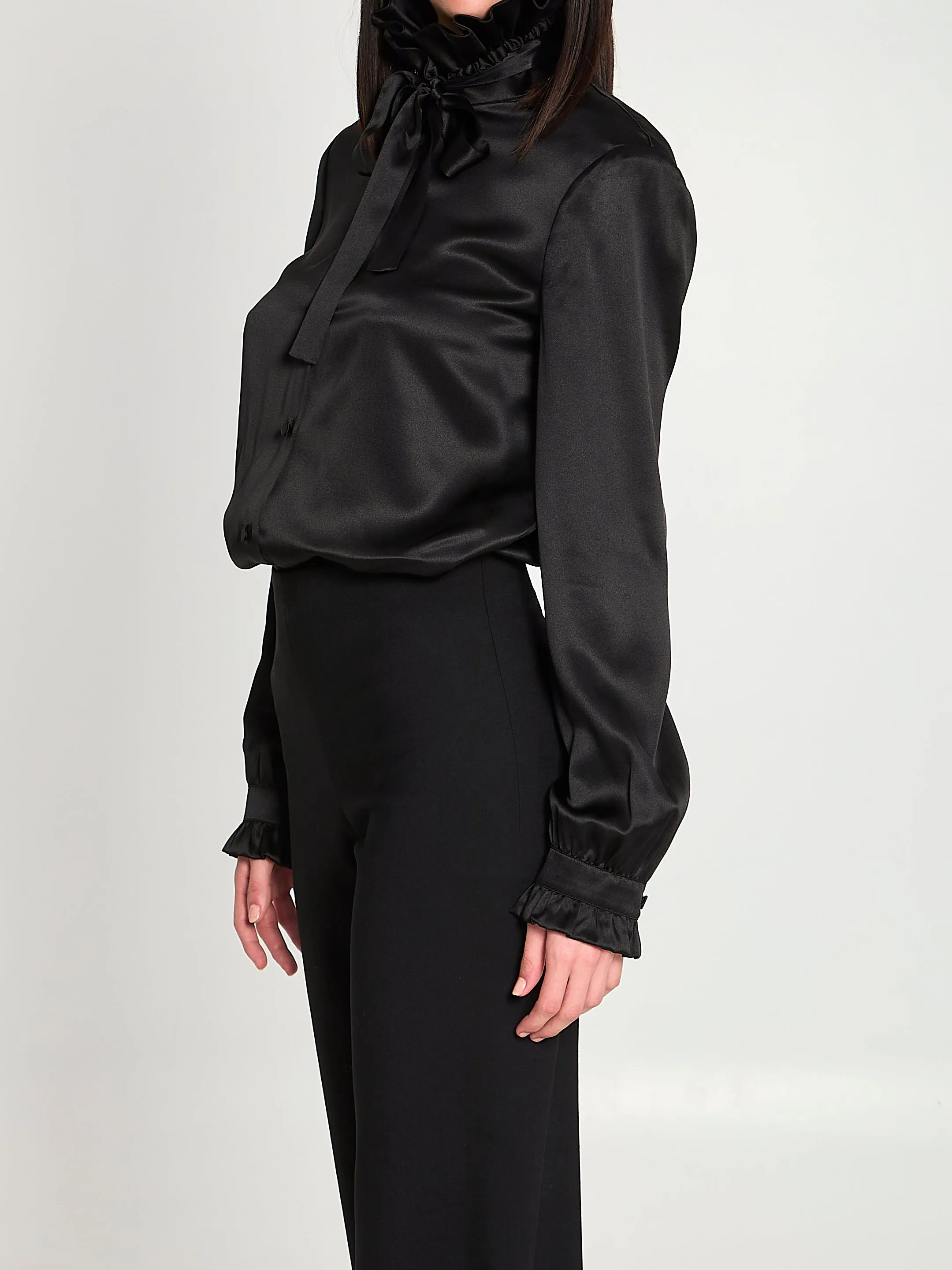Silk satin shirt with bow sold by Lord & Taylor product image thumbnail 2