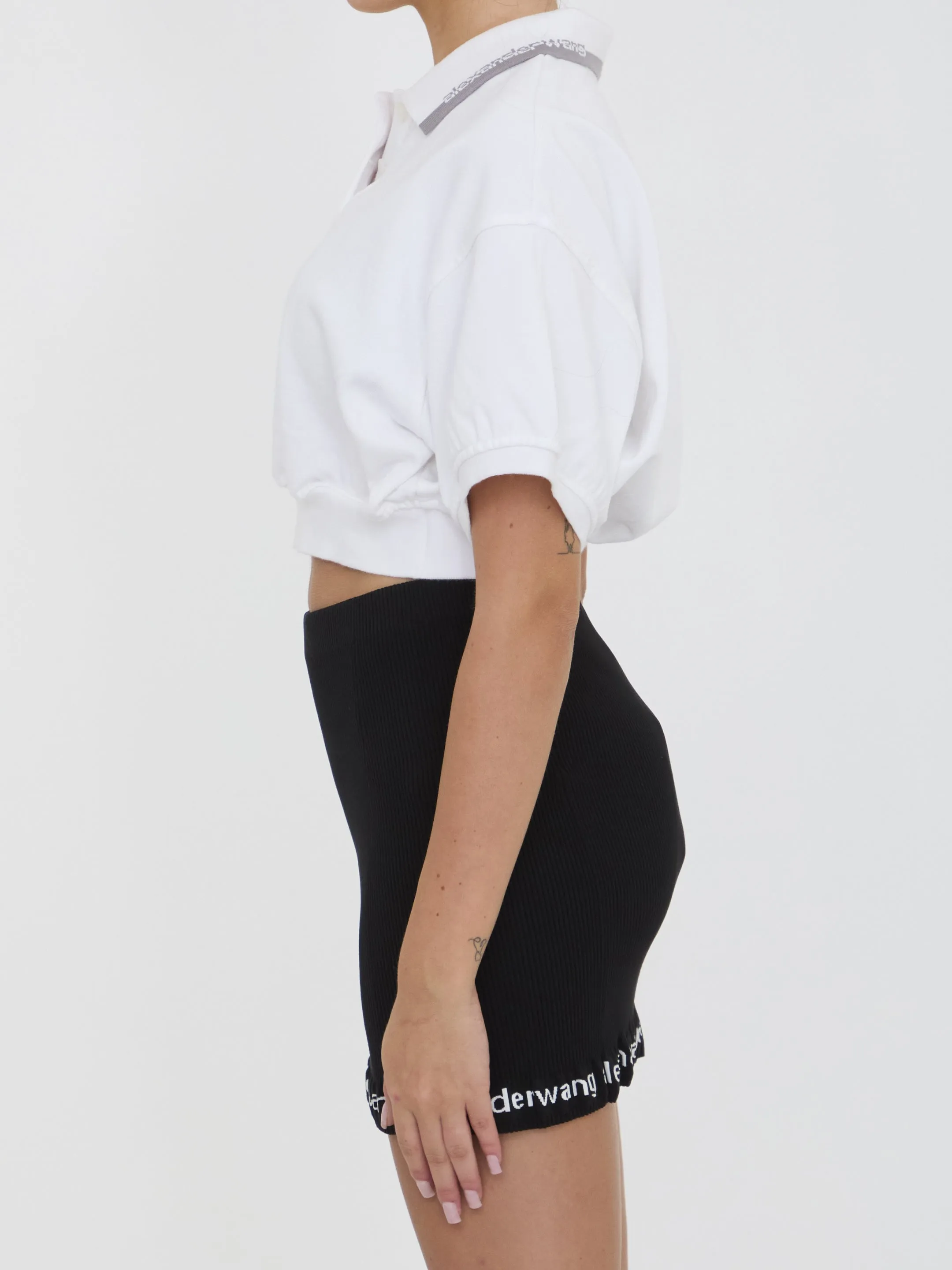 Cropped cotton polo shirt sold by Lord & Taylor product image thumbnail 3