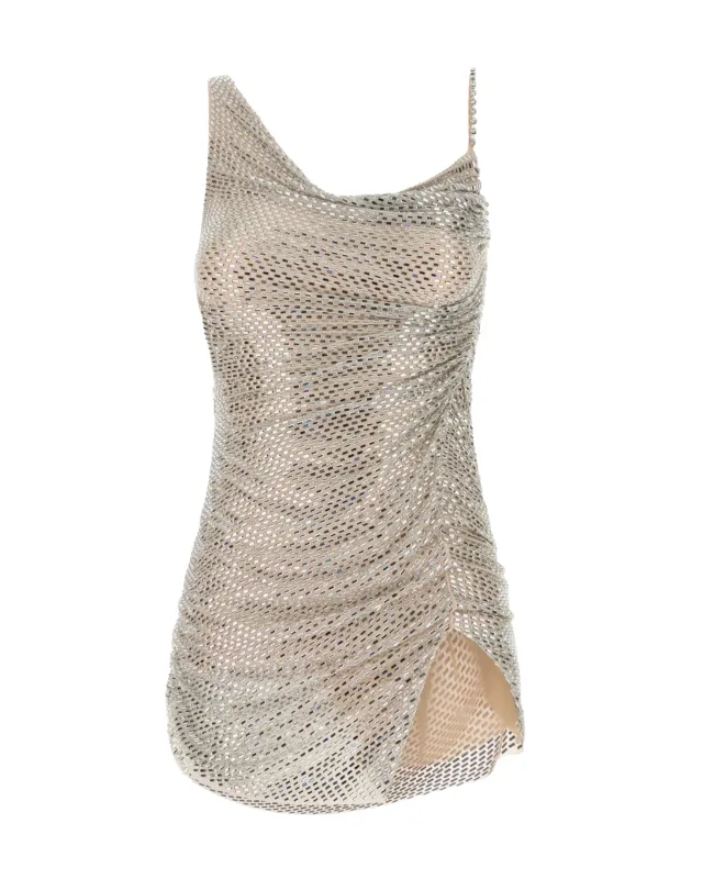 Mini Dress Hotfix Mesh Champagne made by Self-Portrait