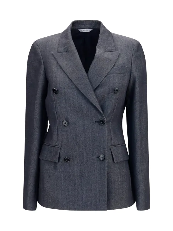 Blazer Double-Breasted Wool Dark Navy made by Balenciaga