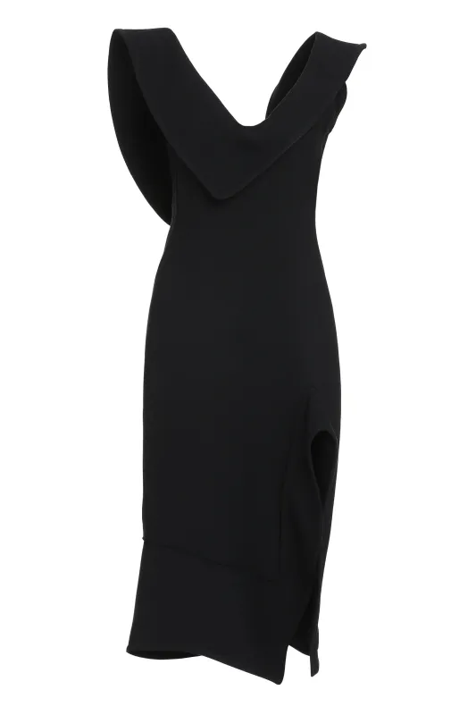 Midi Dress Cotton Blend Black made by Bottega Veneta