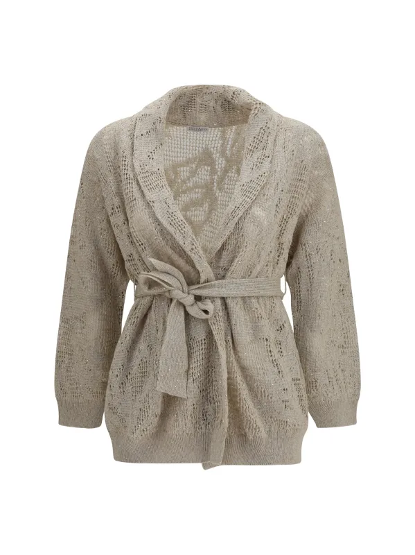 Cardigan Cotton-Linen Beige made by Brunello Cucinelli