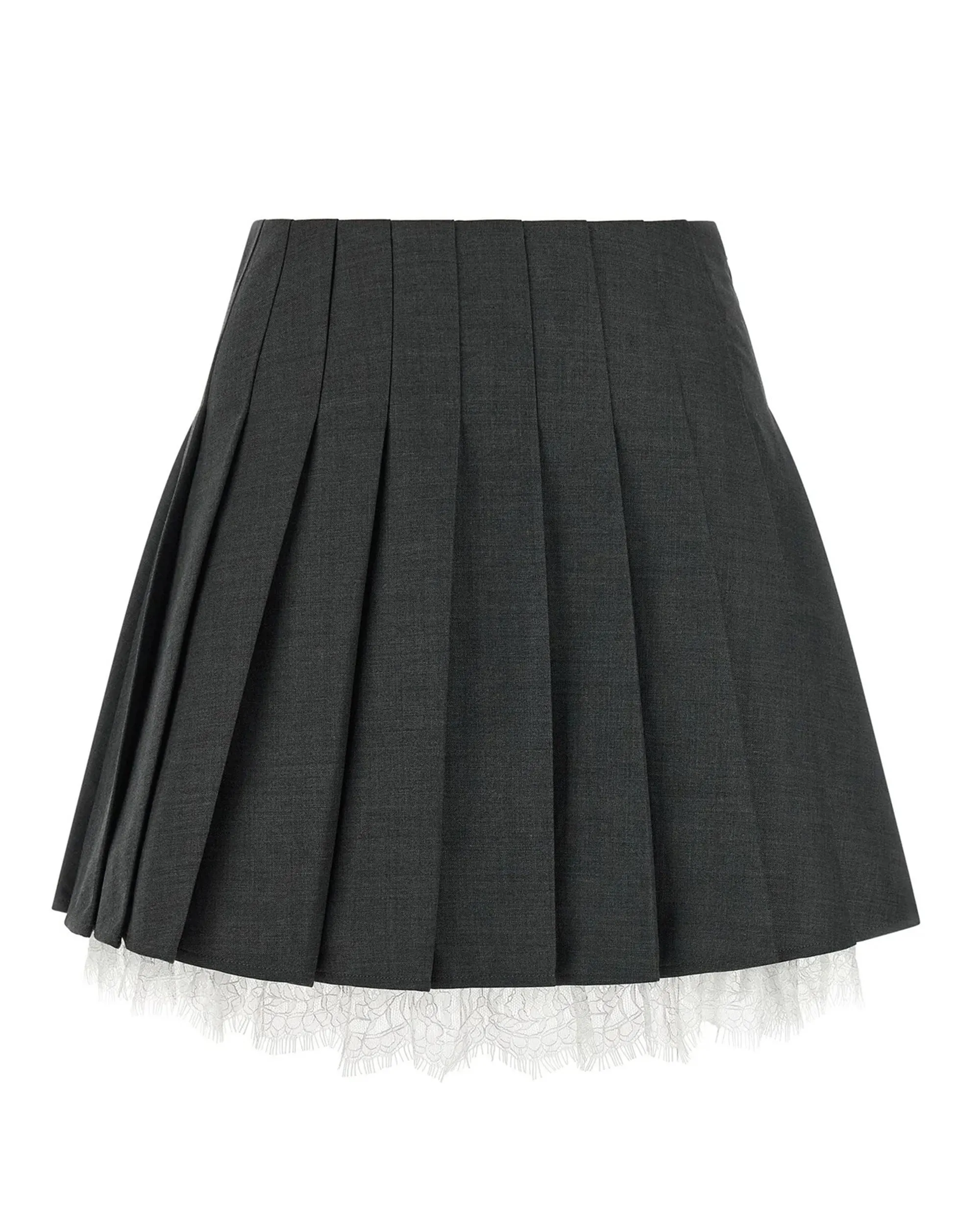 Pleated Mini Skirt Grey Wool sold by Lord & Taylor product image thumbnail 2