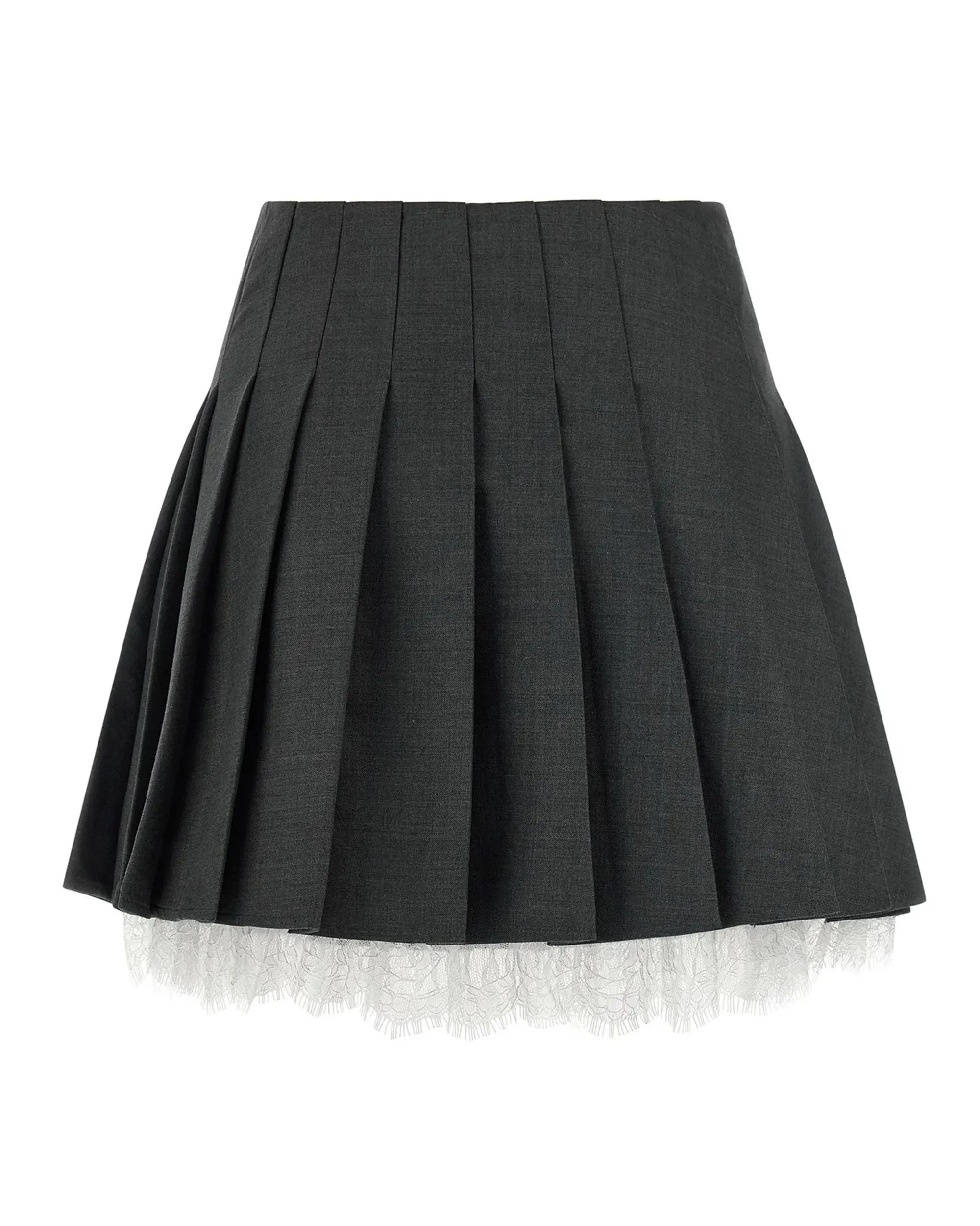 Pleated Mini Skirt Grey Wool sold by Lord & Taylor