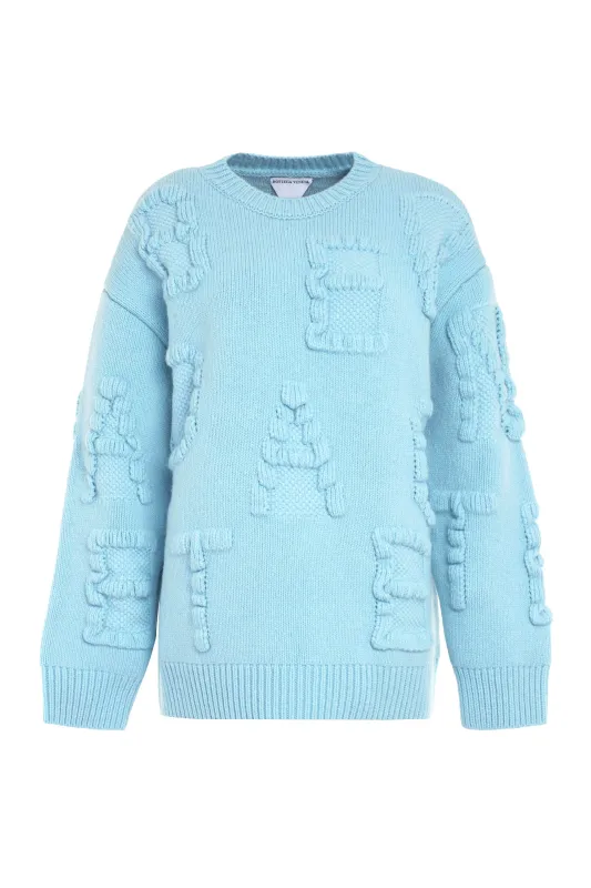 Crew-neck Wool Sweater Pale Blue made by Bottega Veneta