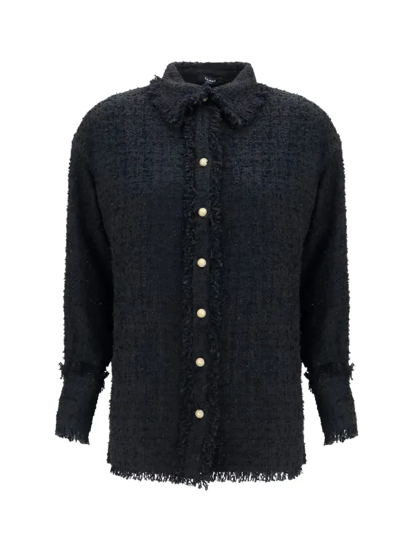 Tweed Shirt Black made by Balmain