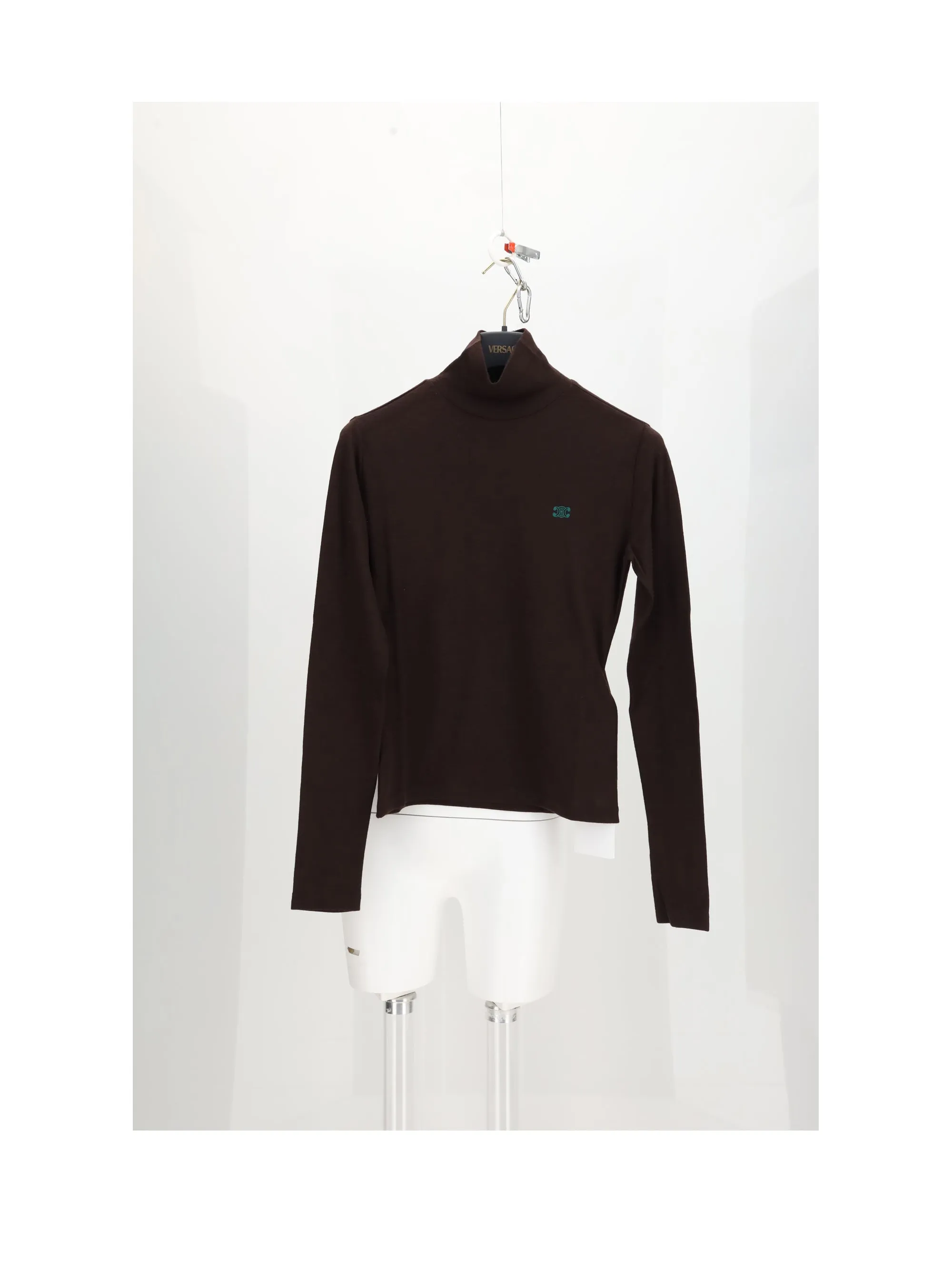 Turtleneck Wool Top Dark Chocolate/Deep Green sold by Lord & Taylor