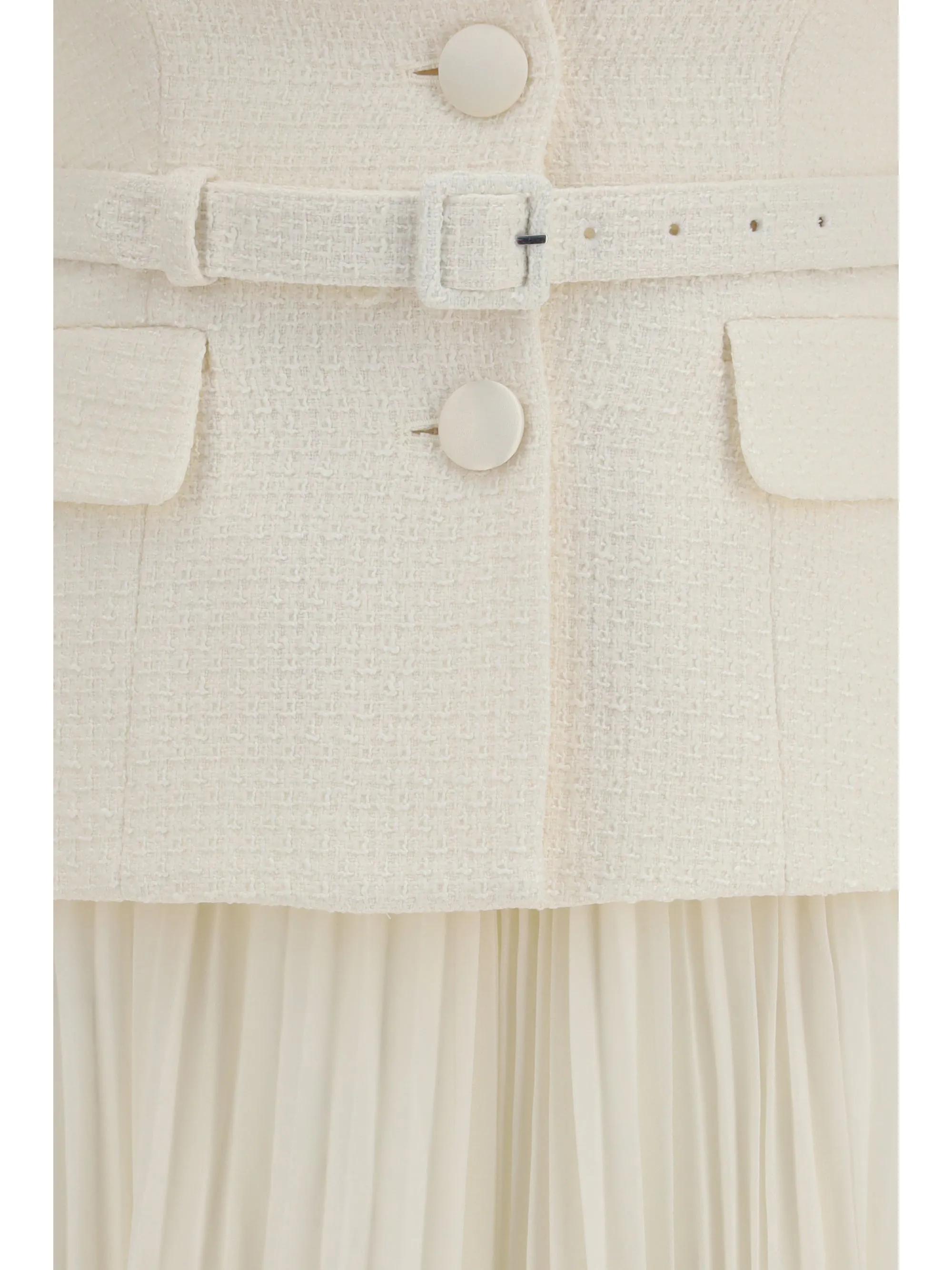 Bouclé Midi Dress with Shawl Collar Cream sold by Lord & Taylor product image thumbnail 3