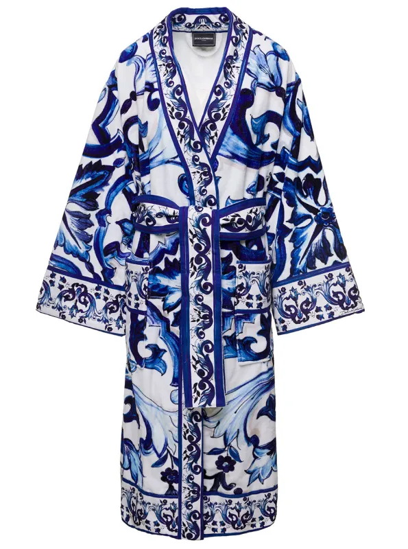 Kimono Bathrobe Mediterranean Blue Print made by Dolce & Gabanna