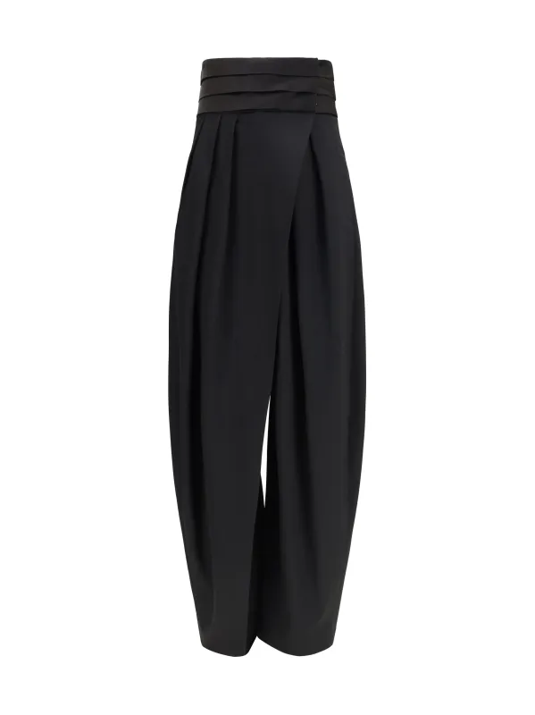Trousers Rounded Tuxedo Wool Black made by Alaia