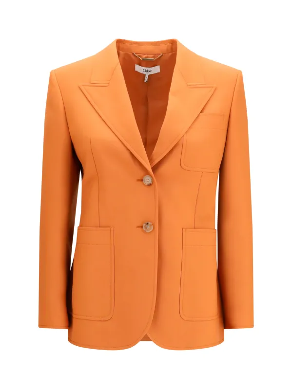 Blazer Straight-Cut Wool Tannish Red made by Chloe