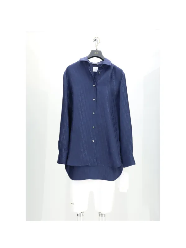 Shirt Oblique Ton Sur Ton Blue Silk made by Dior