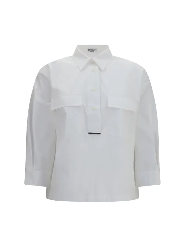Cotton Shirt with Monili Details made by Brunello Cucinelli