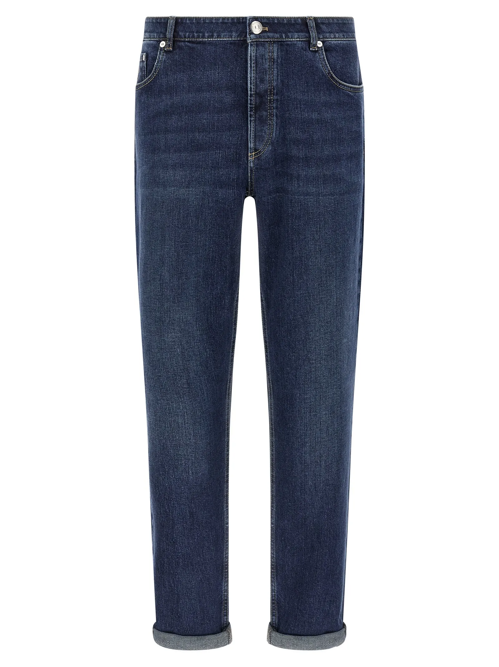 Logo embroidery stretch jeans sold by Lord & Taylor
