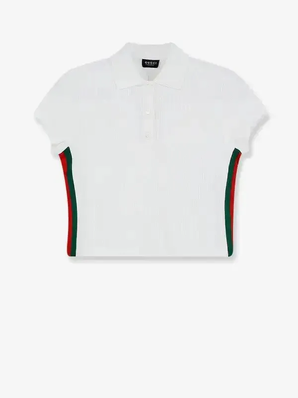 Cropped fit polo shirt with Web details sold by Lord & Taylor