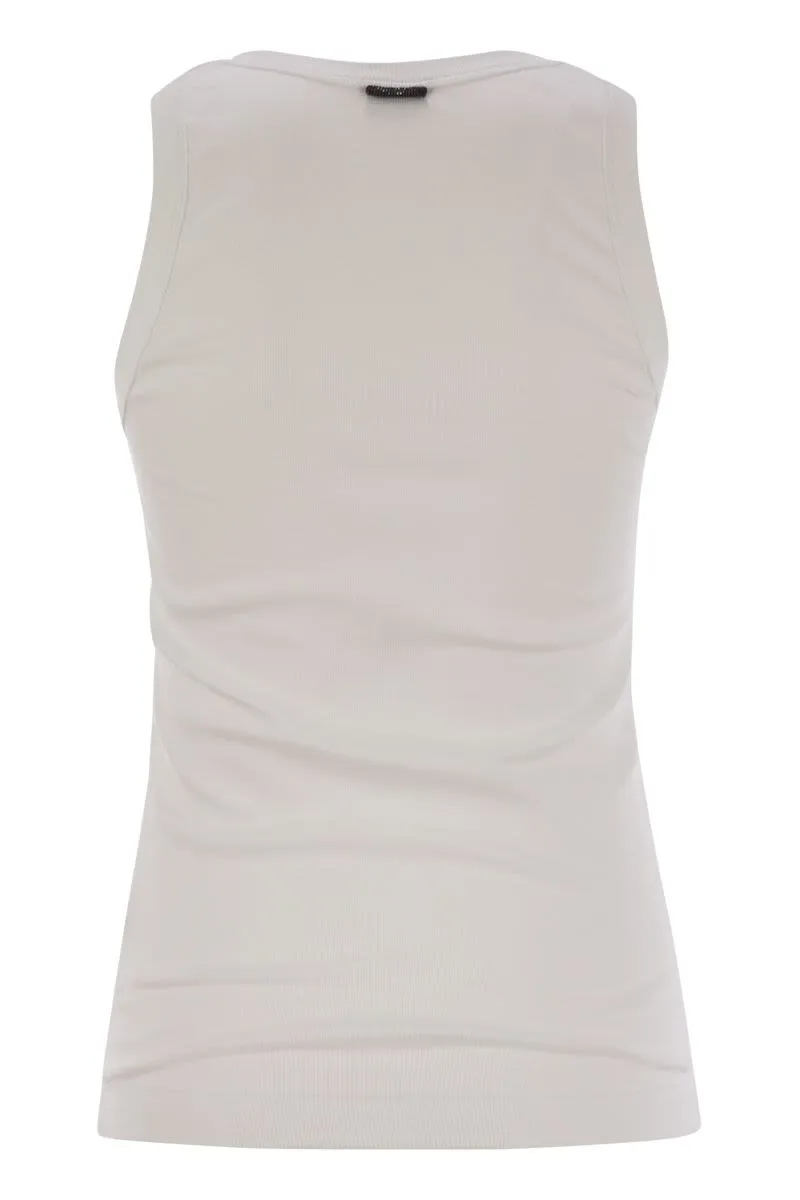 STRETCH COTTON RIBBED JERSEY TOP WITH MONILE sold by Lord & Taylor product image thumbnail 2